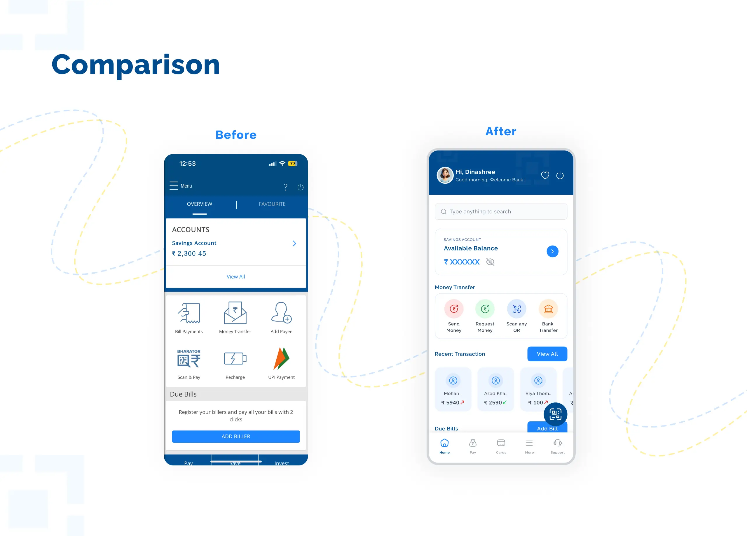 HDFC Bank Redesign - Comparison
