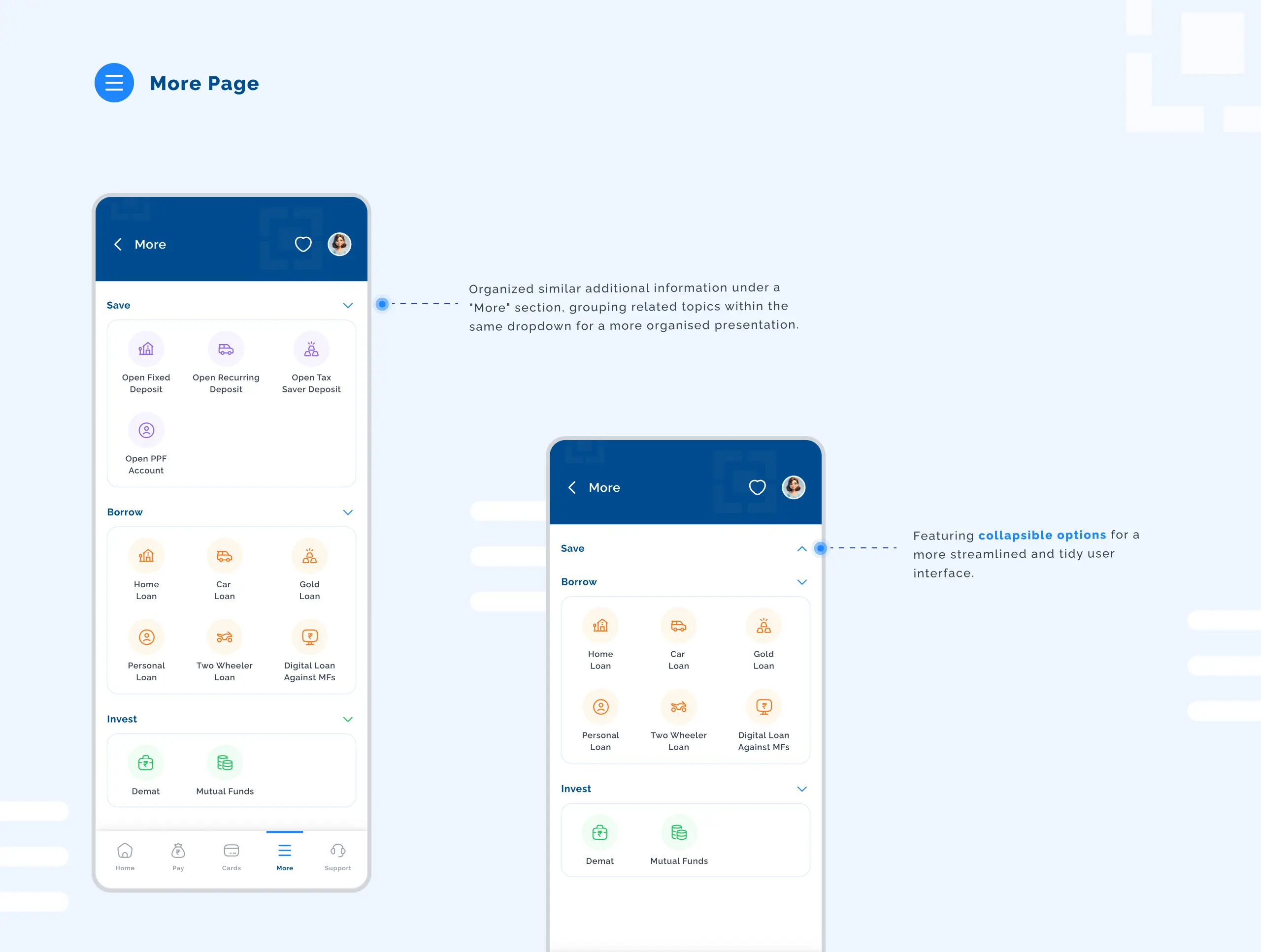 HDFC Bank Redesign - Final Screens - More Page